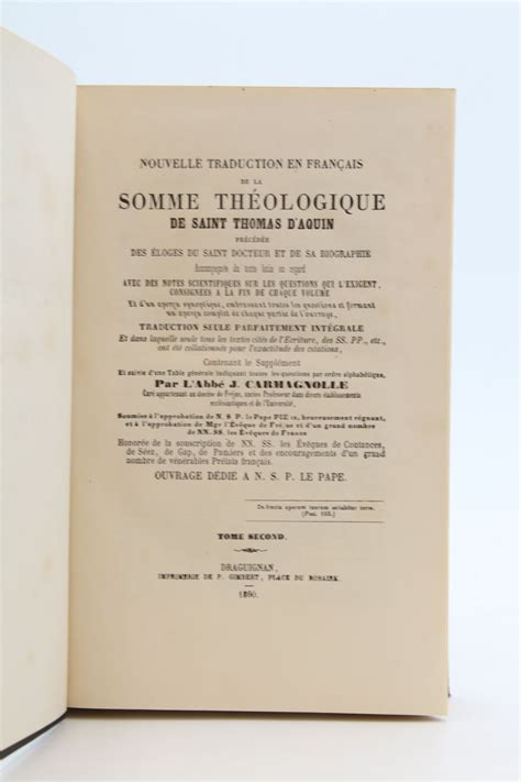 THOMAS D AQUIN La Somme théologique de saint Thomas d Aquin Nouvelle