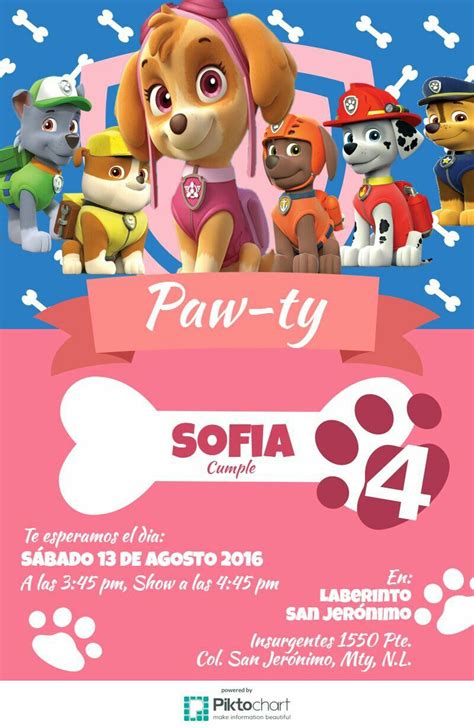 Invitacion Sky Paw Patrol Convite Virtual Aniversário Convite Patrulha Canina