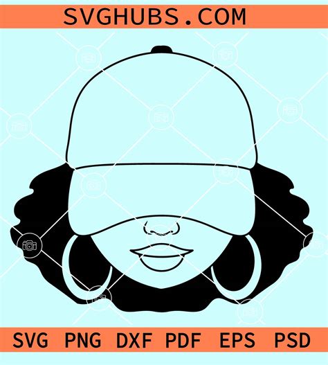 Afro Woman Cap Low Svg African American Hat Low Woman Svg Silhouette