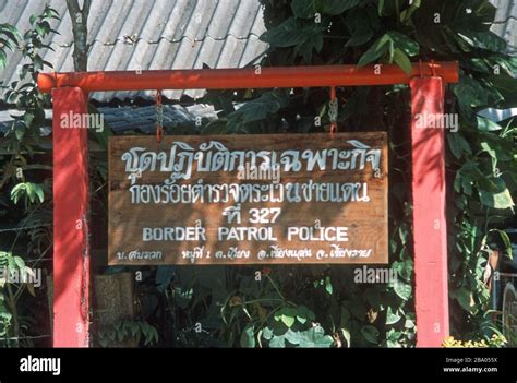 Notice Outside The Border Patrol Police Station At Sop Ruak Chiang Rai