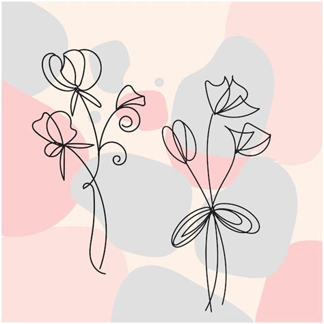 Conjunto Vectorial De Arte Lineal De Flores Silvestres De Doodle De