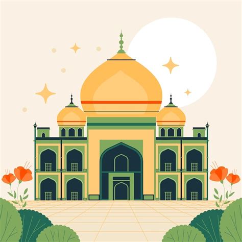 Ilustración de una mezquita plana Vector Premium