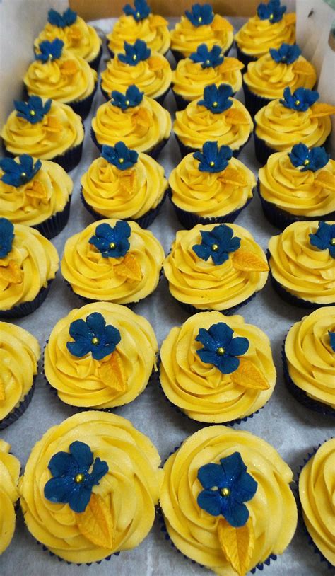 Royal Blue And Gold Wedding Cupcakes Blue Wedding Cupcakes Wedding Cupcakes Blue Yellow Weddings