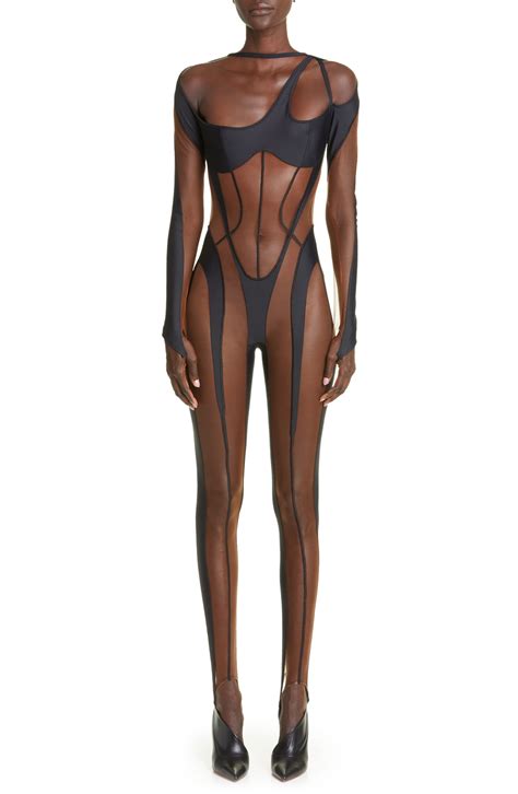 MUGLER Iconic Illusion Mesh Catsuit | Nordstrom