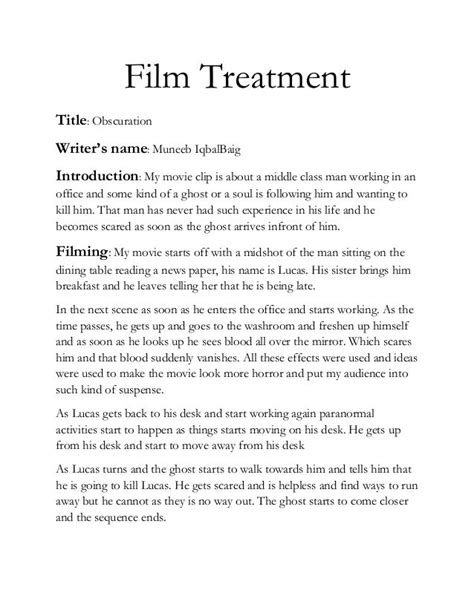 Film Treatment Template