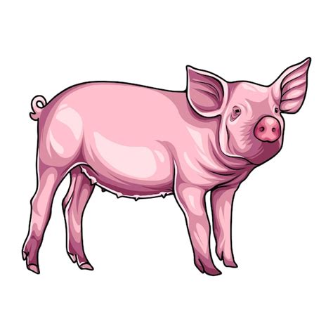 Cerdo Rosa Con Arte Vectorial Vector Premium