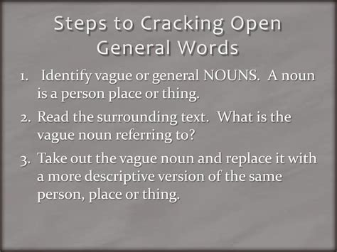 Ppt Cracking Open General Words Powerpoint Presentation Free