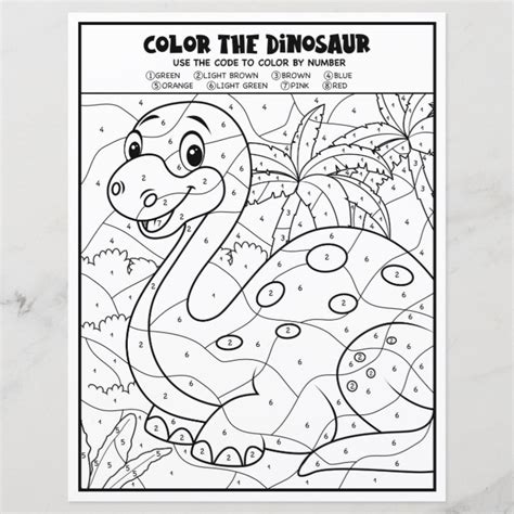 Kids Activity Fun Dinosaur Coloring Page By Number