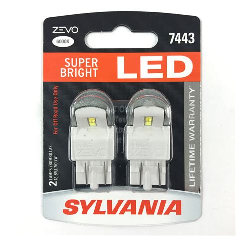 2 Pk Sylvania Zevo 7443 T20 White Led Automotive Bulb Bulbamerica