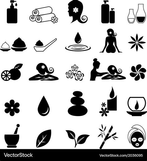 Spa Icon Set Royalty Free Vector Image Vectorstock