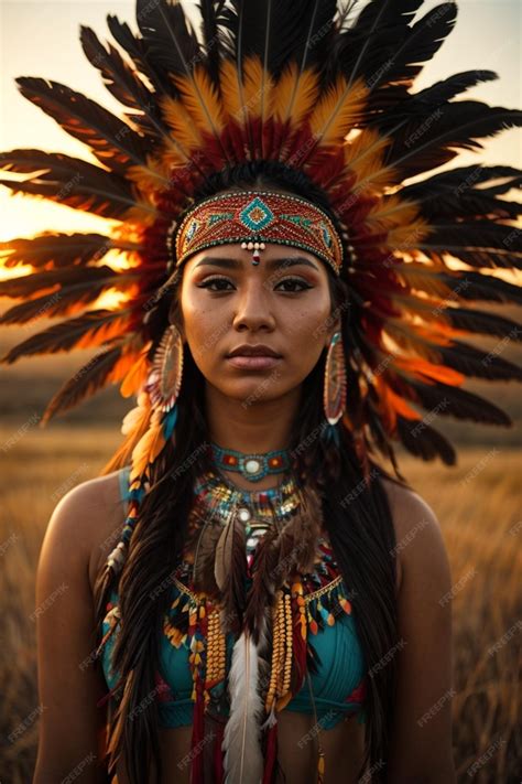 Premium Ai Image Beautiful Sexy Native American Woman In Traditional