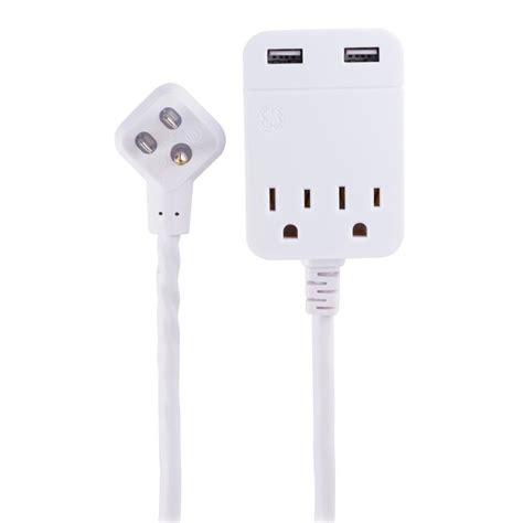 Ge 2 Outlet 2 Usb Extension Cord Surge Protection With 12 Ft Cord 32089 The Home Depot