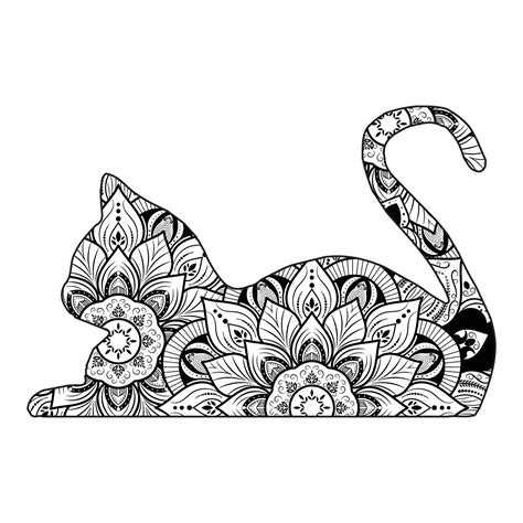 Cute cat mandala coloring vector illustration design. 11364557 Vector ...