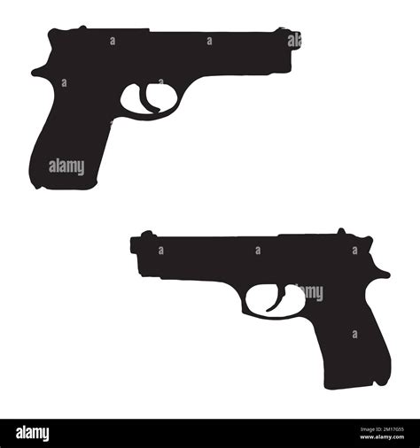 Vector Illustration Of Pistol Gun Art Silhouette Stock Vector Image
