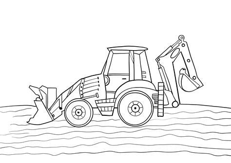 Escavadeira Para Colorir - Desenho De Escavadeira Para Colorir Para Criancas Desenhos De