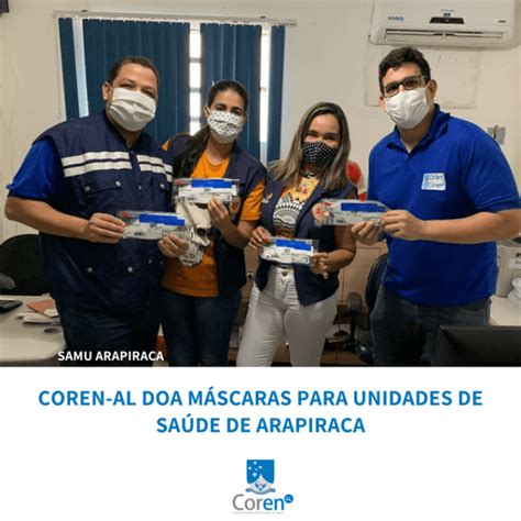 Coren AL doa máscaras para unidades de saúde de Arapiraca Coren AL