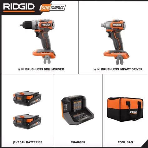 Ridgid 18v Brushless Subcompact Drill Driver And Impact Driver Combo