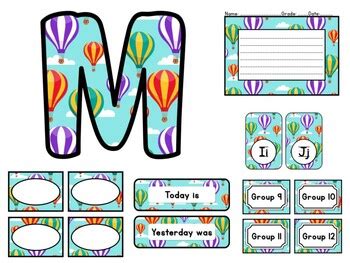 400 Hot Air Balloons Classroom Décor Pack 636 25 Resources Set 1 Printable