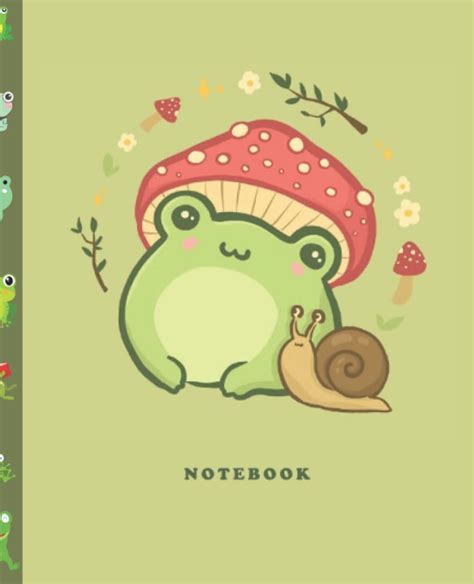 Composition Book Cute Frog With Mushroom Hat College Ruled Notebook