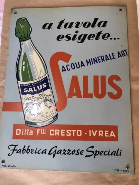 IVREA CARTELLO PUBBLICITARIO Anni 50 Acqua Minerale Salus Gazzose F