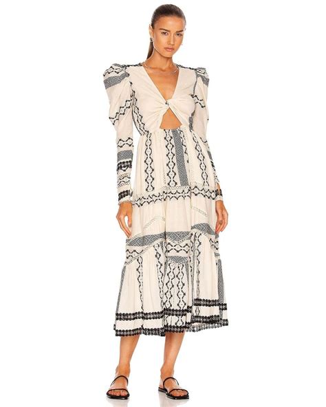 Hemant And Nandita Moira Twisted Yoke Midi Dress In White Lyst