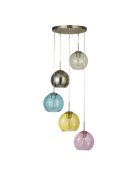 Searchlight Mardi Gras 5 Light Multidrop Pendant Satin Silver