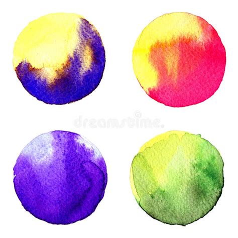 Set Of Colorful Watercolor Hand Painted Circle On White Illustration