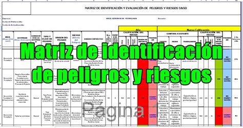 Matriz De Identificación De Peligros Y Evaluación De Riesgos Excel