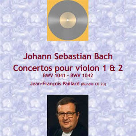 Bach J S Concertos Pour Violon No Bwv No Bwv J F