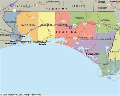 map  panhandle  florida maps  florida