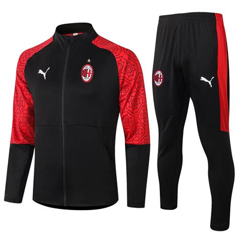 Buzo Cierre Completo AC Milan 2020 2021 Negro Y Rojo Ponte La Camiseta