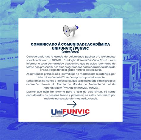 Portal Unifunvic Comunicado Comunidade Acad Mica