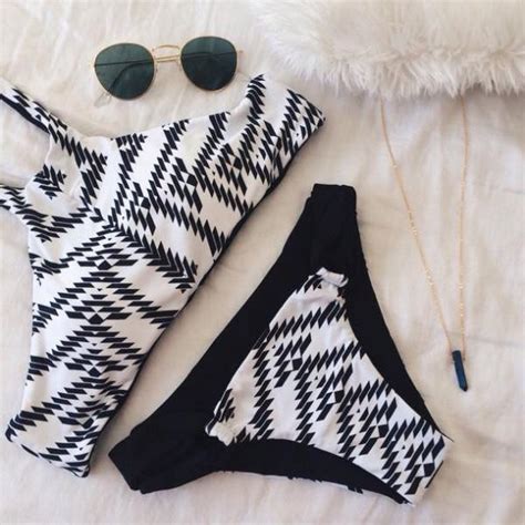 Halter Neck Grey White Geometric Two Piece Bikini On Luulla