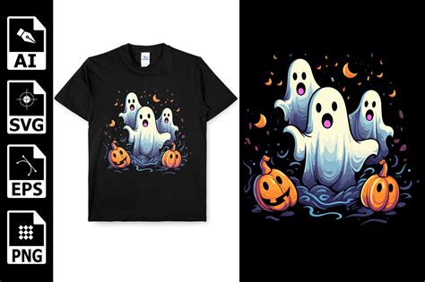 Kawaii Ghost Pumpkin Halloween Graphic By Pnkart · Creative Fabrica