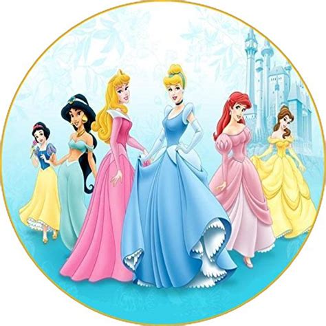 Cialda Rotonda Per Torta Principesse Disney Decorazione Alimentare