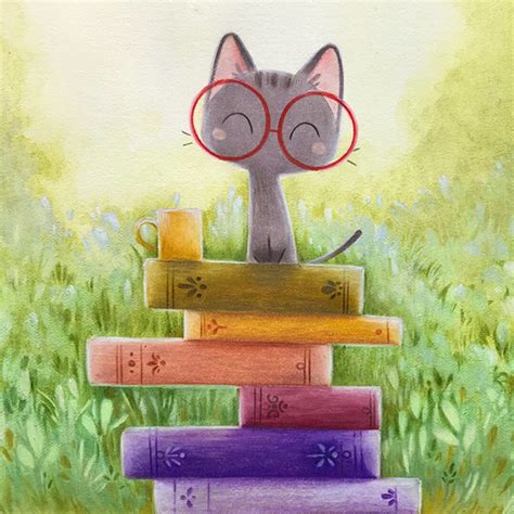 Cat and books on Behance