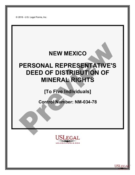 New Mexico Personal Representative S Deed Of Distribution Of Mineral Rights Mineral Rights