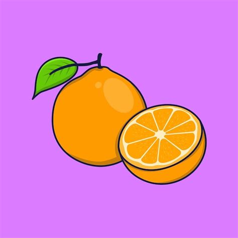 Ilustração de desenho vetorial de fruta laranja fatiada Vetor Premium