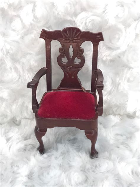 Vintage Dollhouse Furniture Upholstered Chair In Excellent Etsy