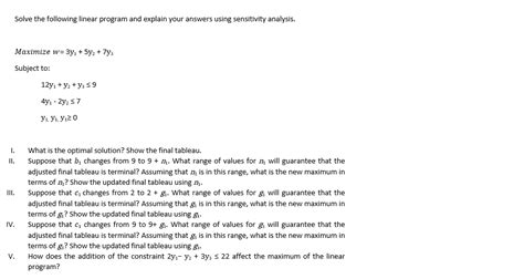 Solved Solve The Following Linear Program And Explain Your