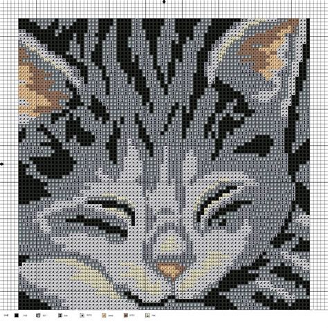 A Cross Stitch Pattern With A Cat S Face