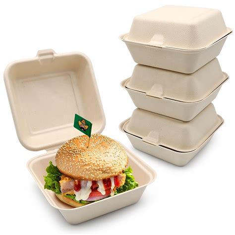 Inch Sugarcane Bagasse Pulp Disposable Biodegradable Brown Lunch