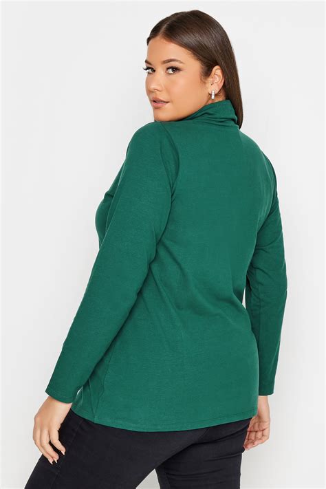 Yours Plus Size 2 Pack Forest Green And Black Long Sleeve Turtle Neck