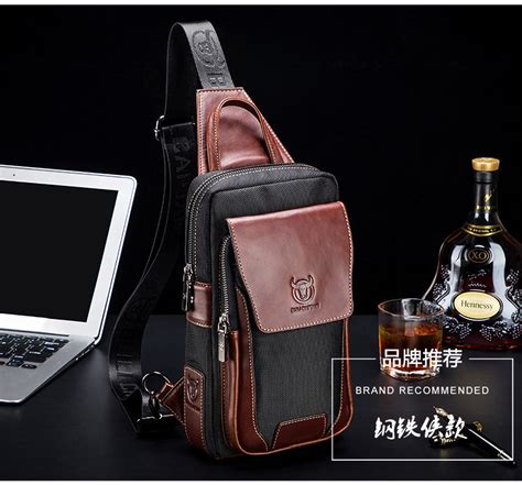 BULL CAPTAIN Genuine Leather Sling Bag Men Crossbody Chest Bags BULL