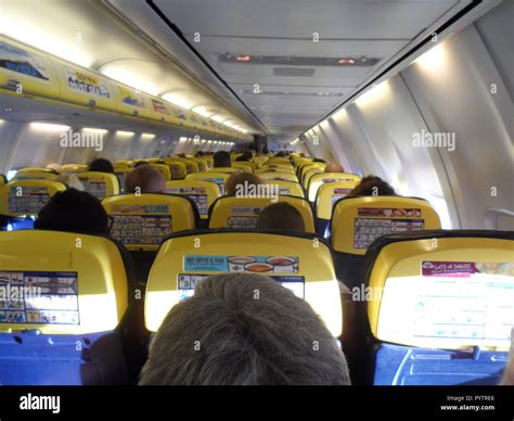 Interior Of The Cabin Of A Boeing 757 Ryanair Economy Class Commercial