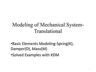 Modeling Of MECHANICAL System Translational Basic Elements Modeling