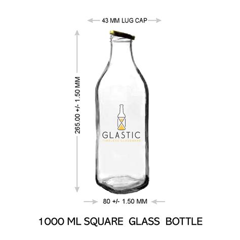 Transparent 1000 Ml Square Glass Bottle Lug Cap At Rs 14 Piece In