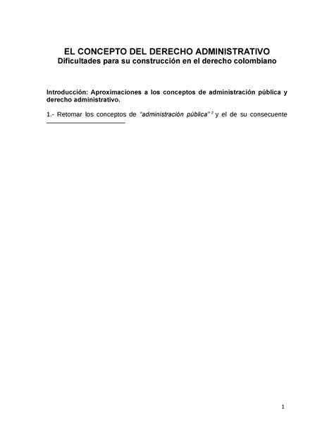 El Concepto De Derecho Administrativo Santofimio El Concepto Del