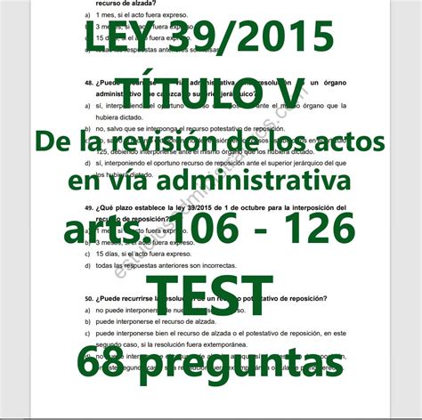 TEST de la LEY 39 2015 Título V ARTÍCULOS 106 126 De la