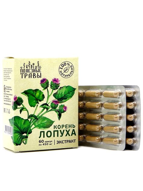 Корень лопуха, Экстракт, Пчела и Человек, 60 капсул | Купить в Витаминка.ру